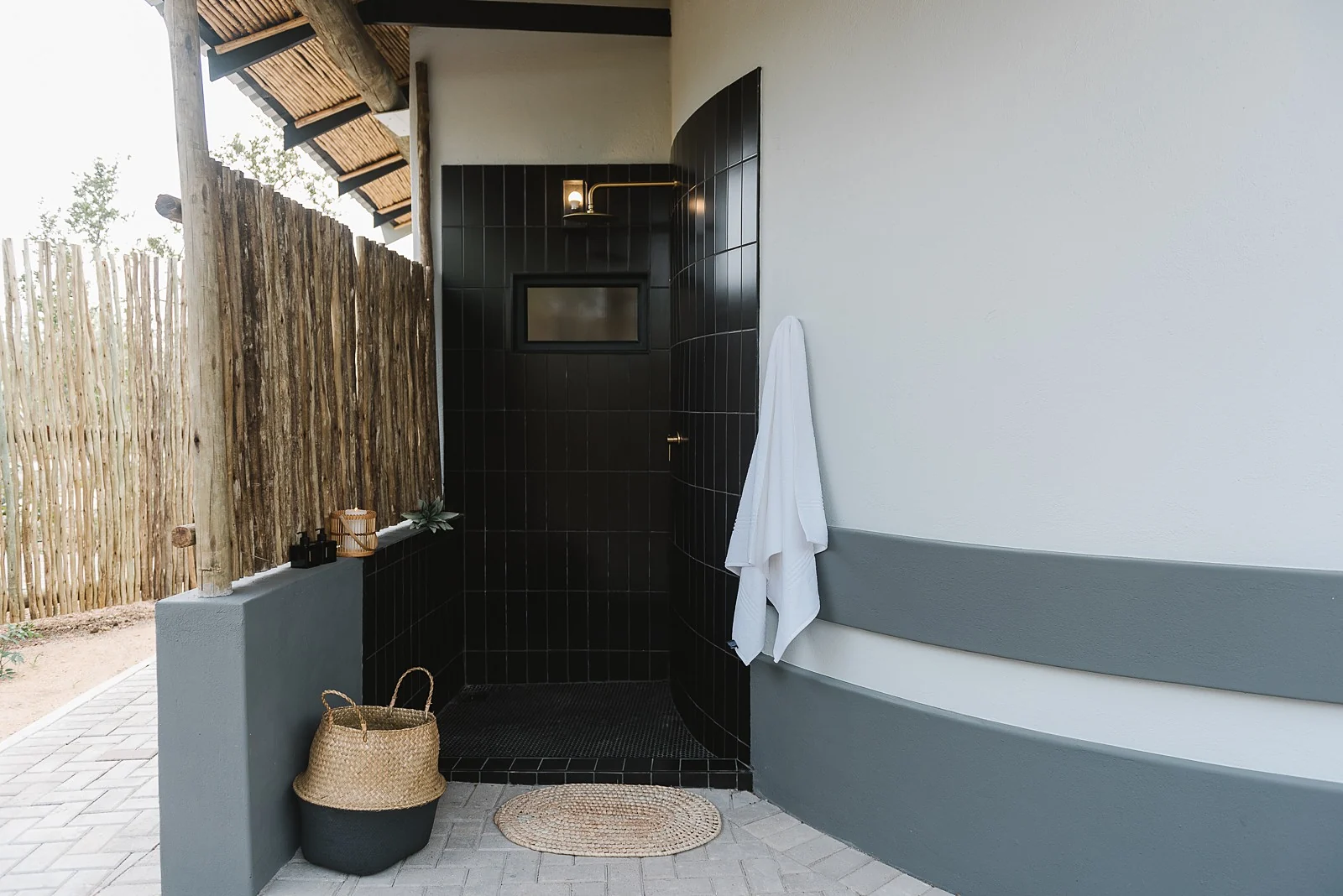 An outdoor shower by your room
