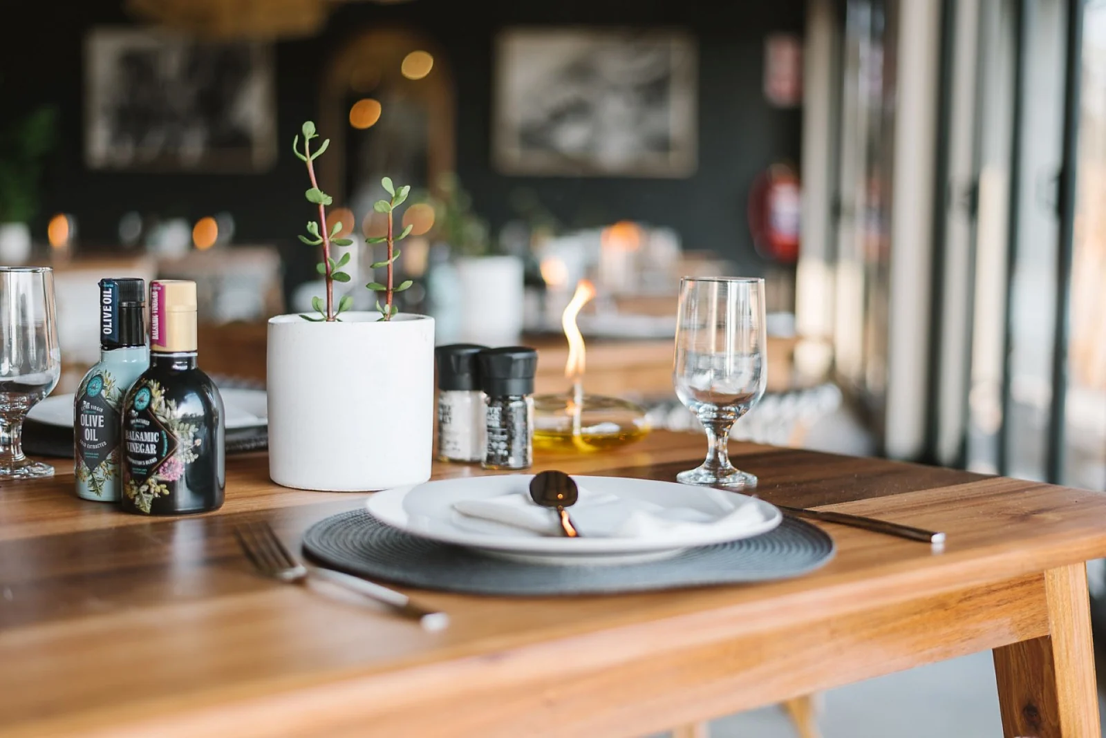 Tables set for dinner